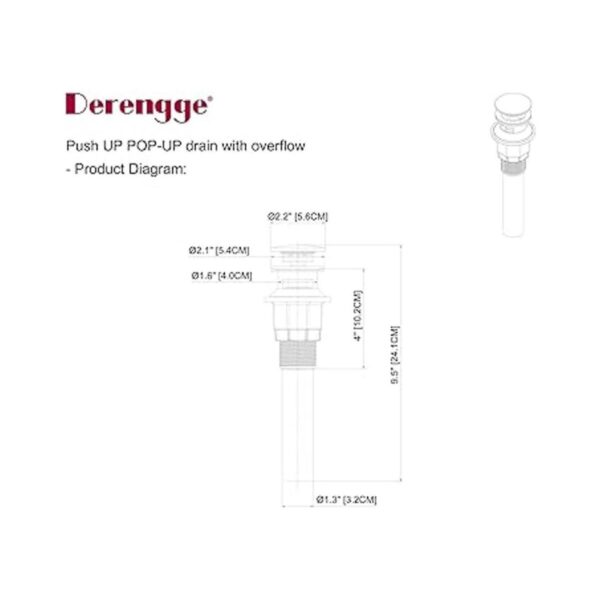 Derengge PD4305MT Desage de lavabo con desage y tapón_2