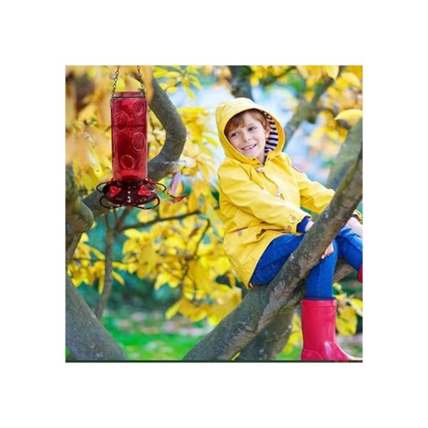 Urban Deco Comedero para colibríes de vidrio rojo para_5