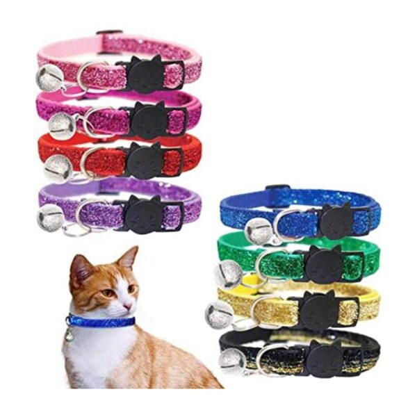 KUDES Juego de 8 collares de gato con campanilla para