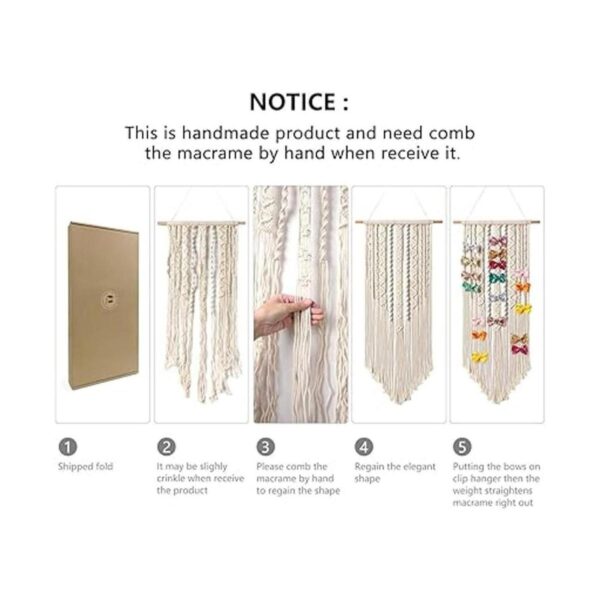 Mkono Soporte para moño de macramé para colgar en el_6
