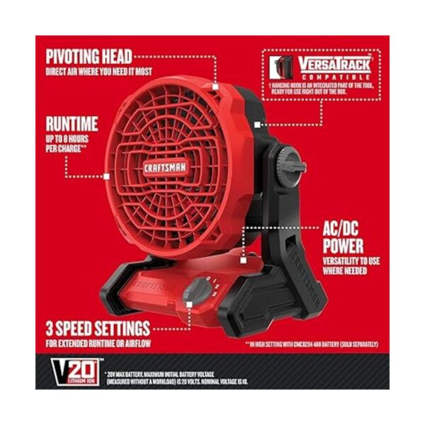 CRAFTSMAN Ventilador inalámbrico de 20 V MAX solo_2