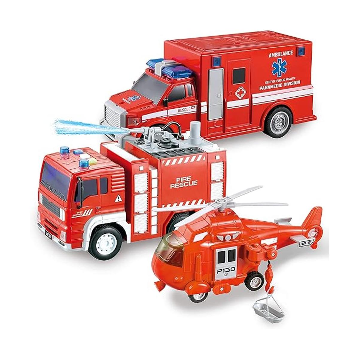 JOYIN Juguetes de camión de bomberos 3 en 1 juego de