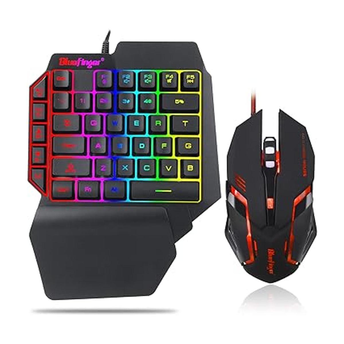 Teclado RGB para juegos de una mano y combo de mouse