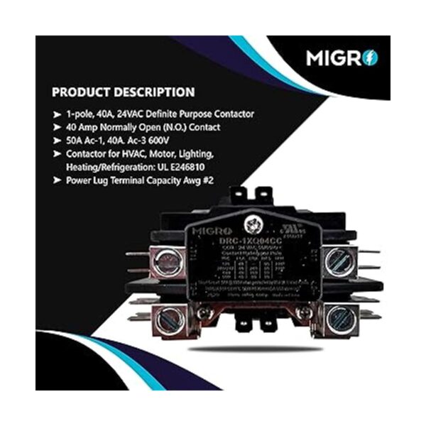 Migro El contactor de CA resistente de 1 polo de 40_2