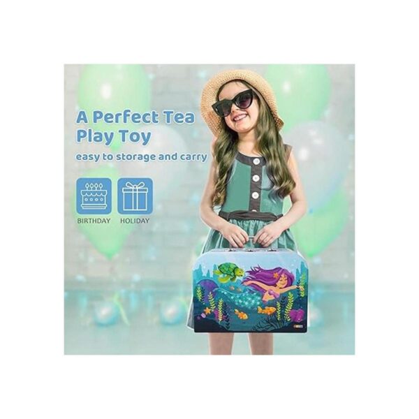 JOYIN 15Pcs Tin Teapot Set Tea Sets for Girls Pretend_5