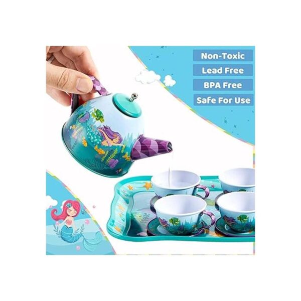 JOYIN 15Pcs Tin Teapot Set Tea Sets for Girls Pretend_3