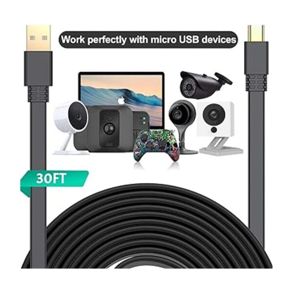 Itramax Micro USB Power Cable 30 FT 2 PackFlat Micro