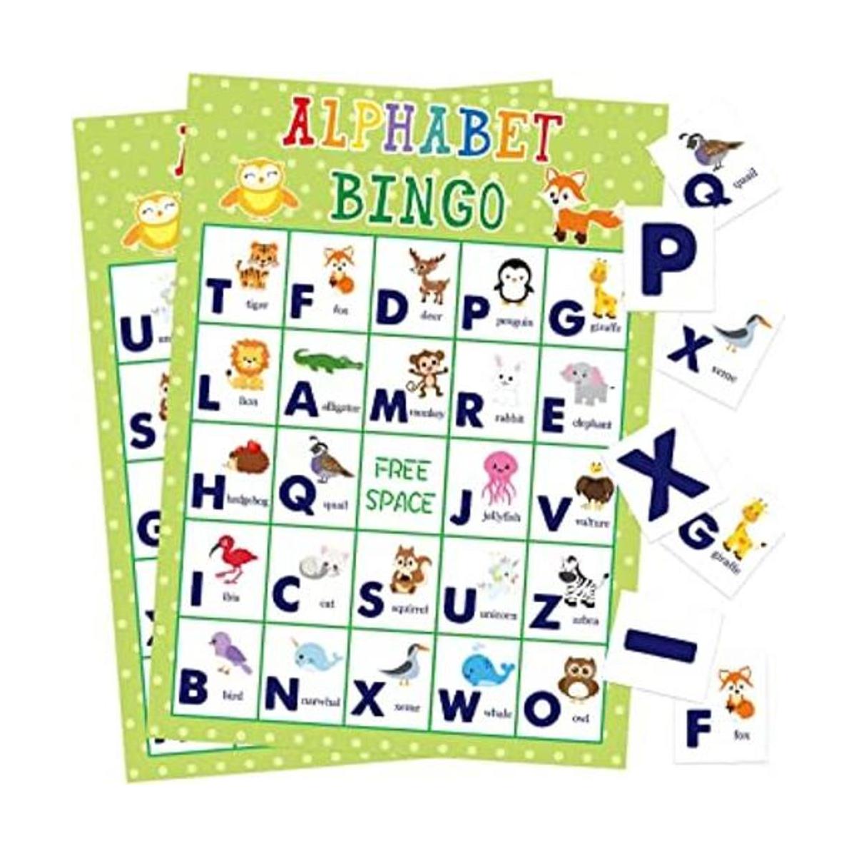 Alfabeto juego de bingo para niños 24 jugadores animales