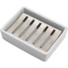 TOPSKY Jabonera de cerámica de acero inoxidable para baño_1