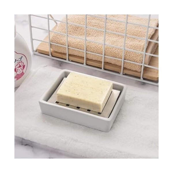 TOPSKY Jabonera de cerámica de acero inoxidable para baño_3