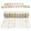Gold Foil Washi Tape Set 15MM White Skinny Masking