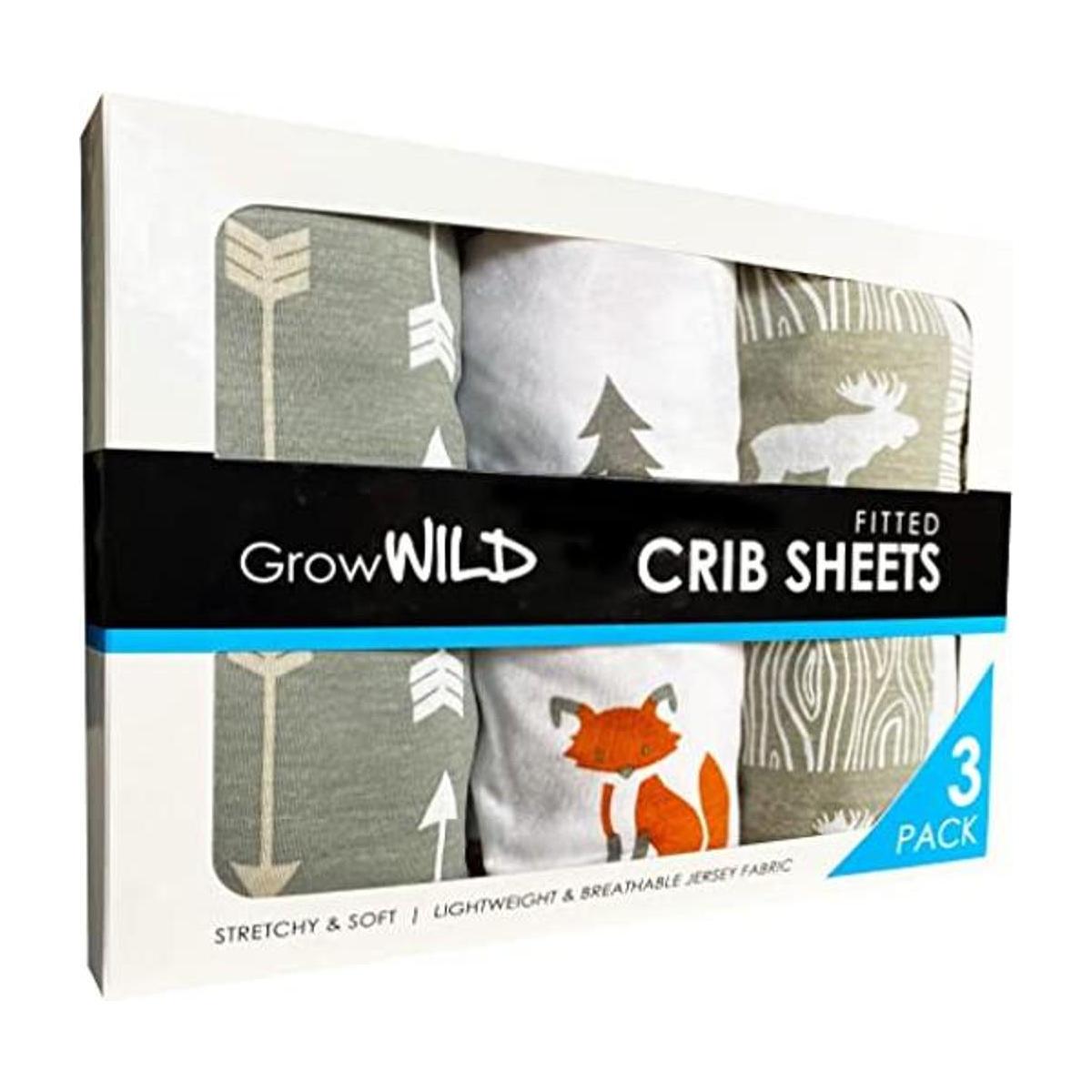 GROW WILD Juego de 3 sábanas para cuna de jersey suave y