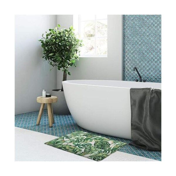 LIVILAN Alfombra de baño de hojas verdes suave con espuma_3