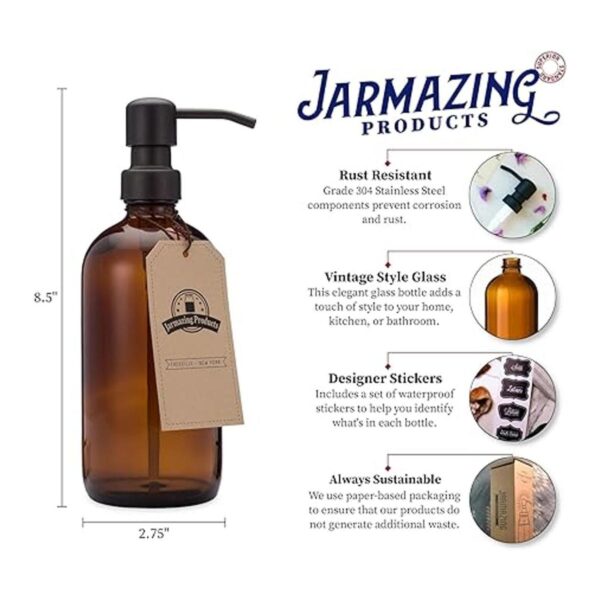 Jarmazing Products Dispensador de jabón y loción en tarro_2