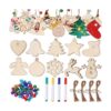 50 piezas de adornos de madera de Navidad colgantes en_1