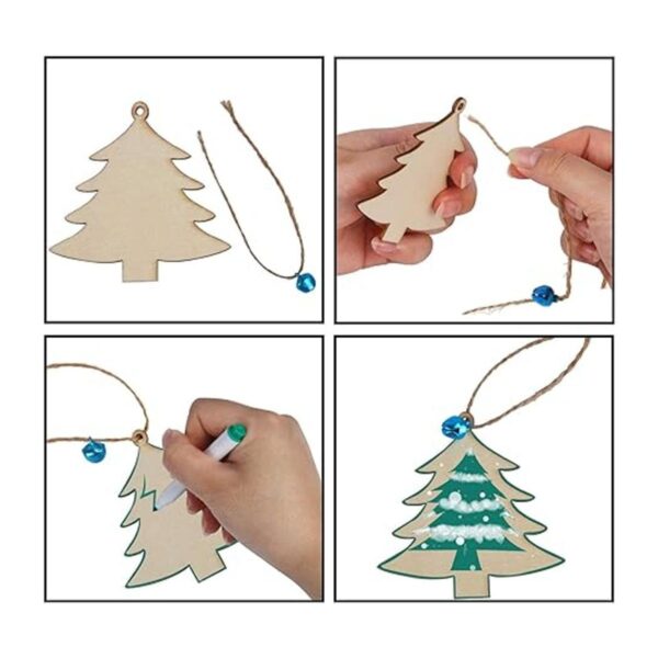 50 piezas de adornos de madera de Navidad colgantes en_3