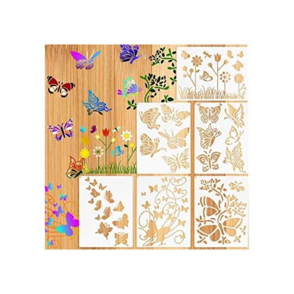 6 plantillas de pintura de mariposas plantillas de flores_1