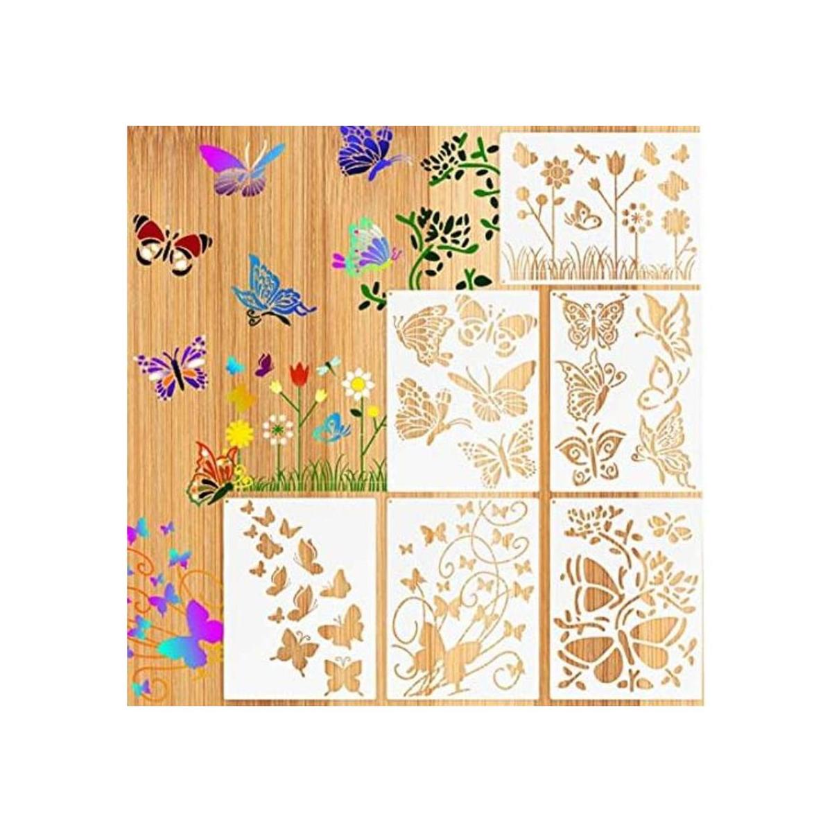 6 plantillas de pintura de mariposas plantillas de flores