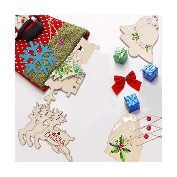 50 piezas de adornos de madera de Navidad colgantes en_5