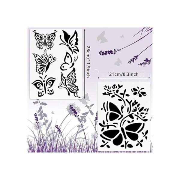 6 plantillas de pintura de mariposas plantillas de flores_2