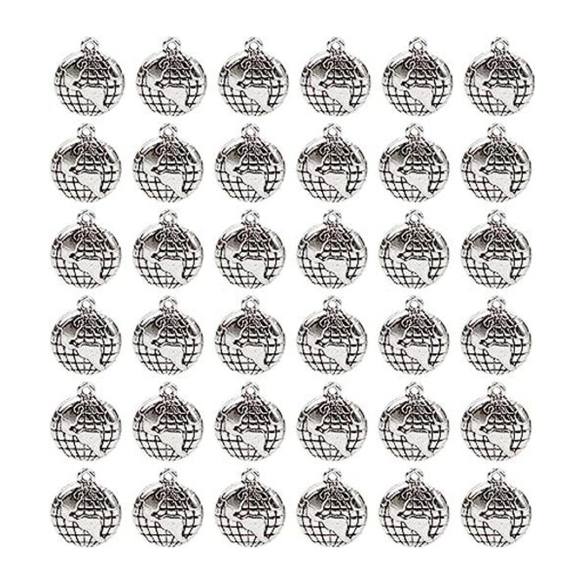AUEAR 100 abalorios de globo de plata con diseño de globo