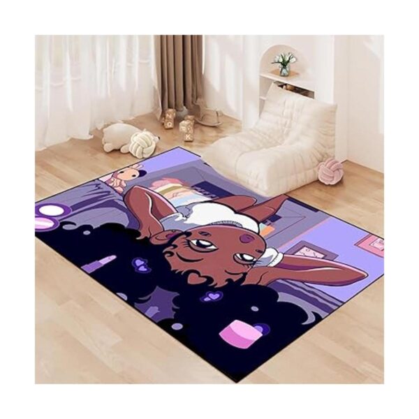 Alfombra de área negra para niñas para dormitorio sala_3