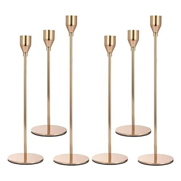 Anndason Juego de 6 portavelas de color dorado con forma