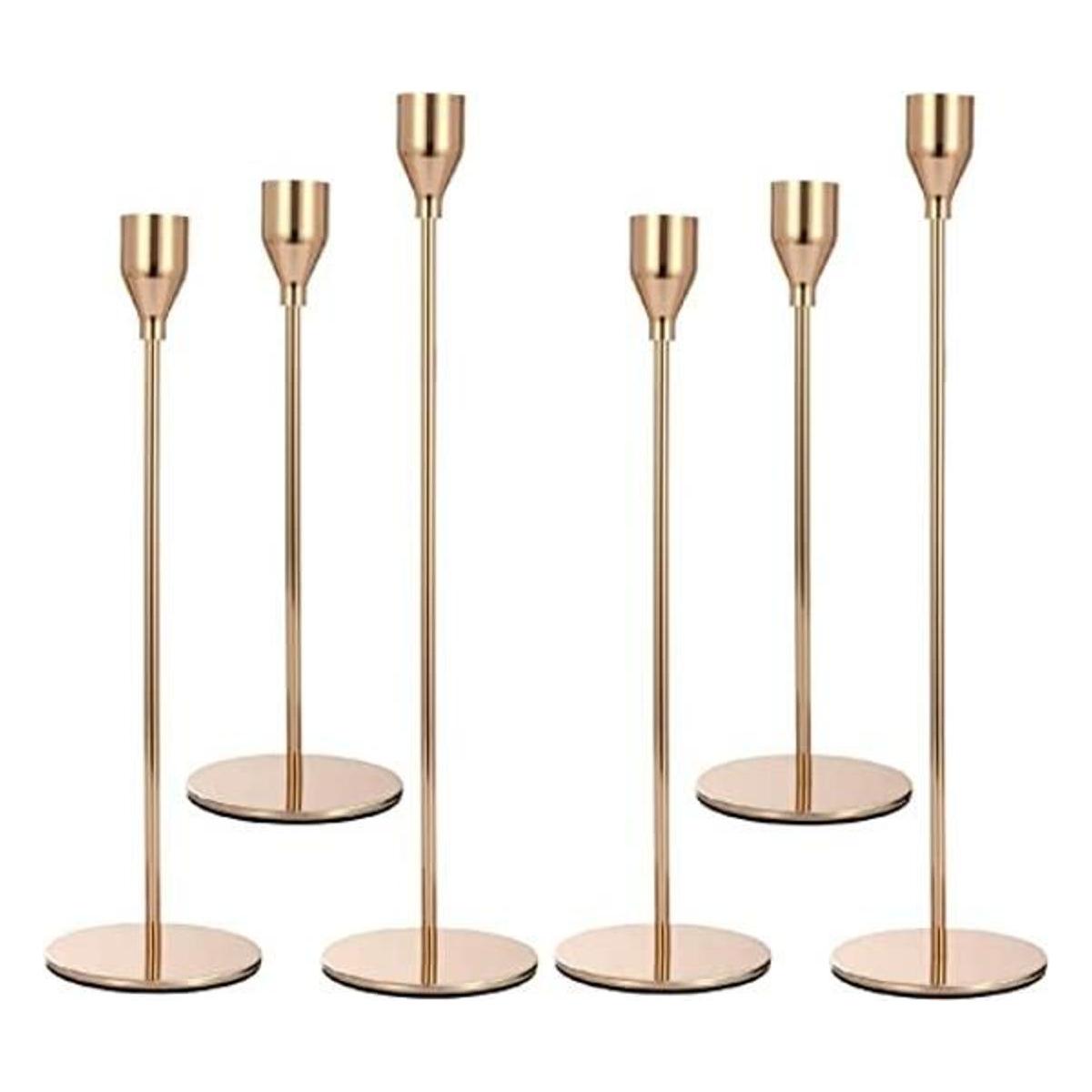 Anndason Juego de 6 portavelas de color dorado con forma
