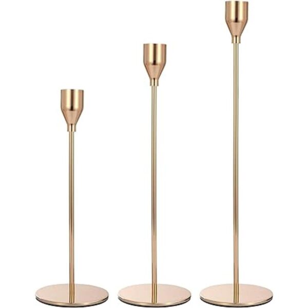 Anndason Juego de 6 portavelas de color dorado con forma