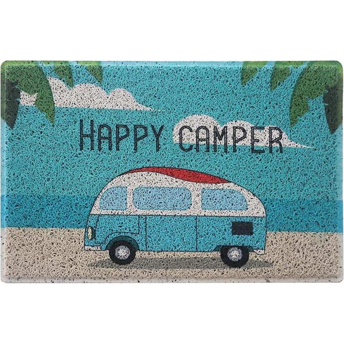 Aucuda Happy Camper Tapete divertido para puerta