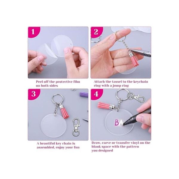 Audab Juego de 150 llaveros transparentes en blanco_5