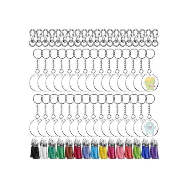 Audab Juego de 150 llaveros transparentes en blanco_1