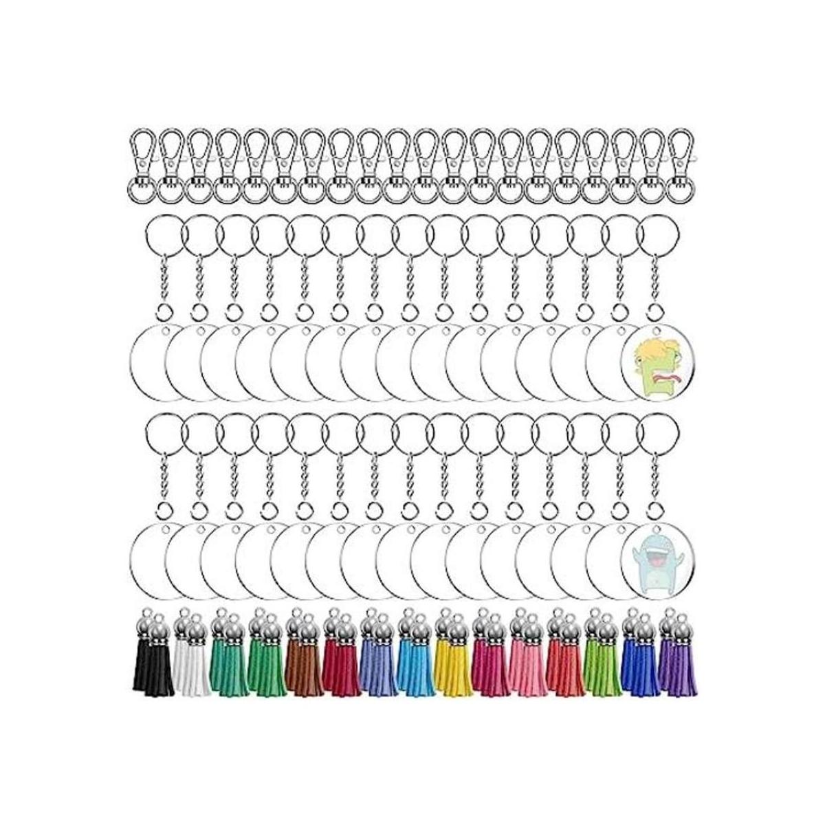 Audab Juego de 150 llaveros transparentes en blanco
