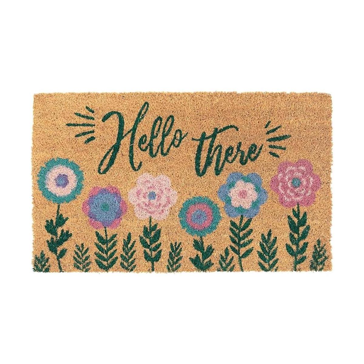 Avera Products Hello There Flowers Felpudo de fibra de
