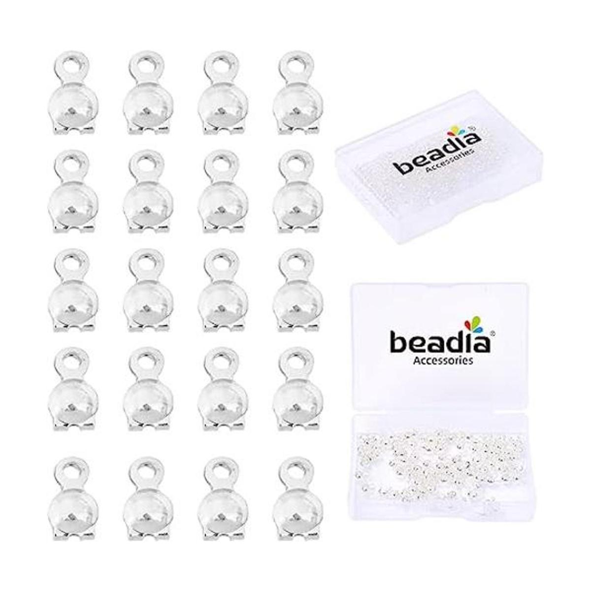 BEADIA Tapas de extremo chapadas en plata que no se