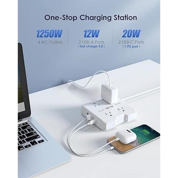 BESFAN Regleta de alimentación pequeña con USB C regleta_2