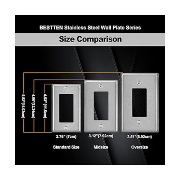 BESTTEN Placa de pared de metal para receptáculo de