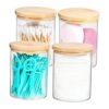 BKYFPQ 4 Pack Glass Qtip Holder Dispenser Bathroom Jars_1