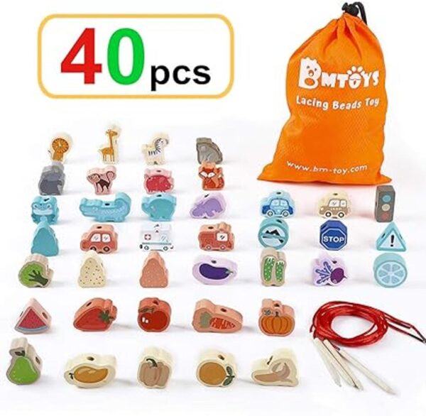 BMTOYS Montessori Juguetes educativos de enhebrado de_2