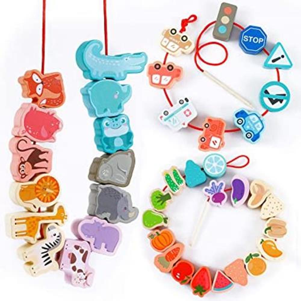 BMTOYS Montessori Juguetes educativos de enhebrado de