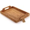 Bandeja rectangular de ratán tejida a mano con asas para_1