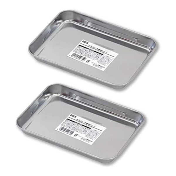 Bandeja rectangular de acero inoxidable pequeña juego de_1