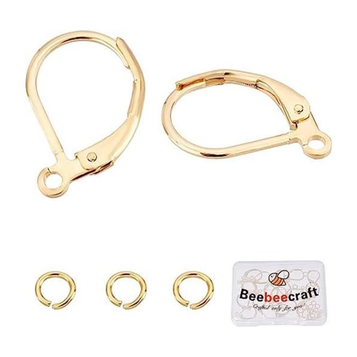 Beebeecraft 1 caja de 20 aretes con cierre chapado en oro