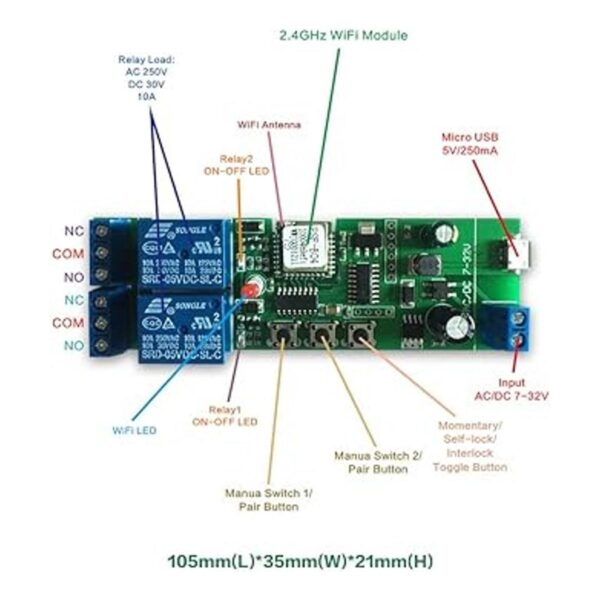 MHCOZY WiFi Módulo de relé de conmutación inteligente_3