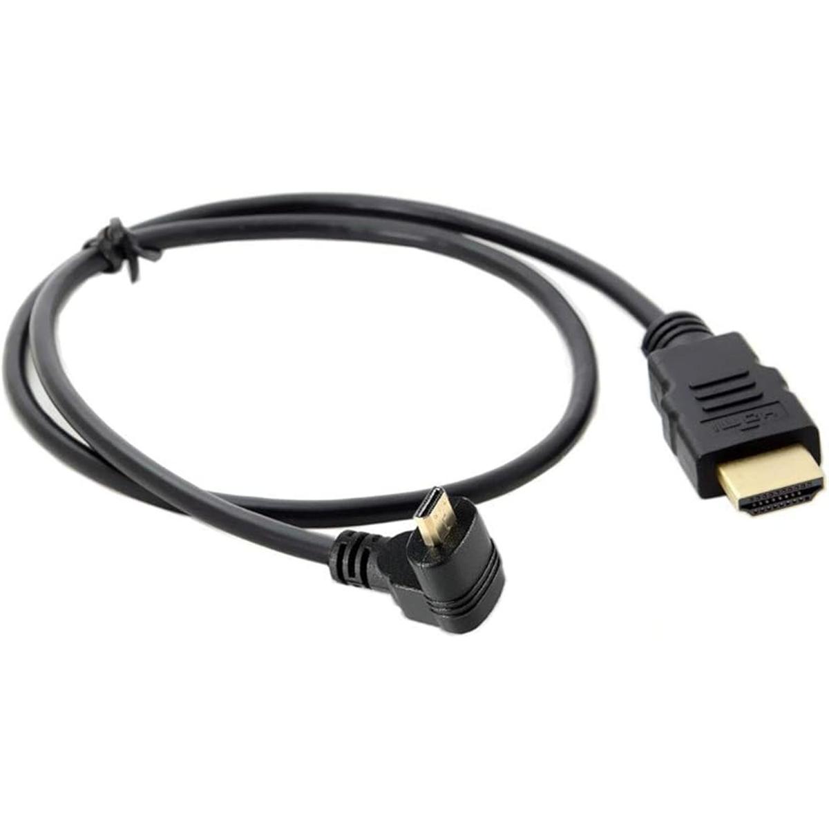 Cable HDTV en ángulo de 90 grados Micro HDMI a HDMI macho
