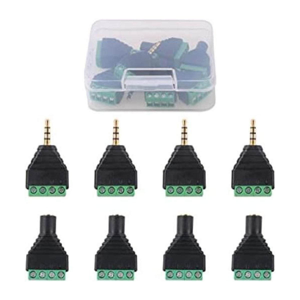 Glarks 8 conectores de conector estéreo TRRS de 0.138 in