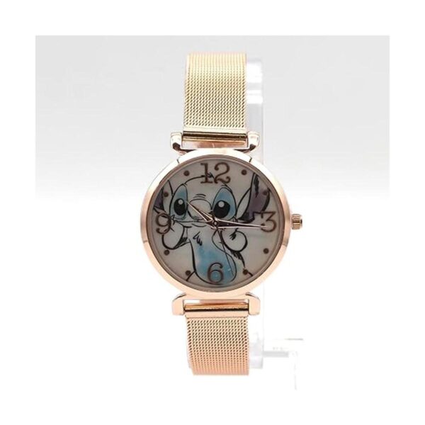 Disney Lilo and Stitch Reloj de pulsera de malla dorada_2