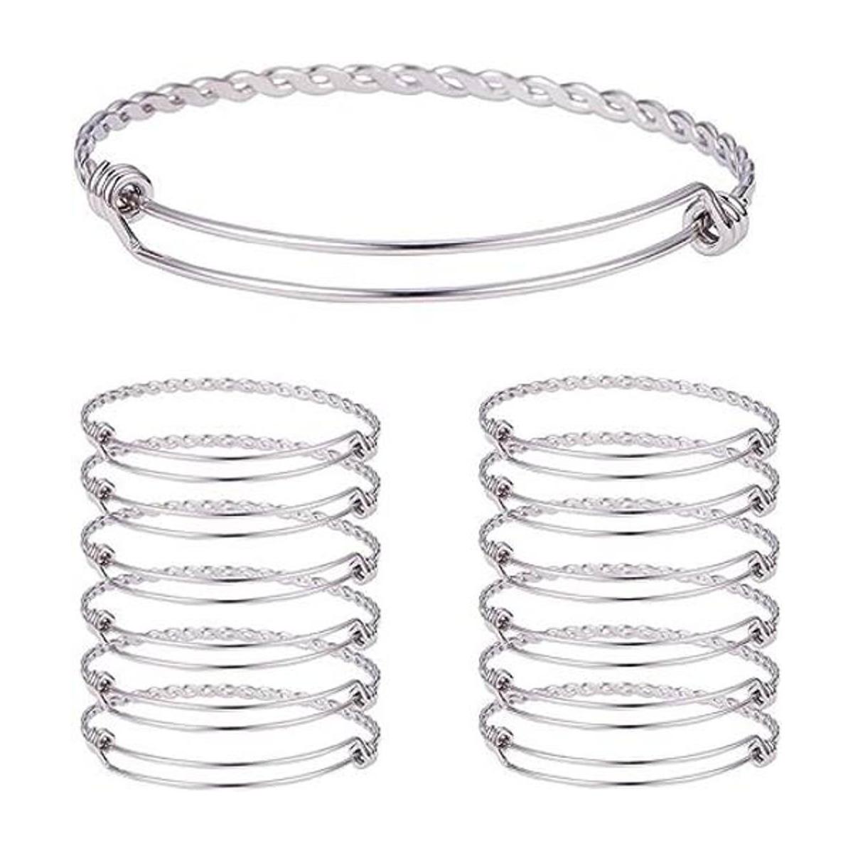PH PandaHall Pulsera ajustable de acero inoxidable 2.5