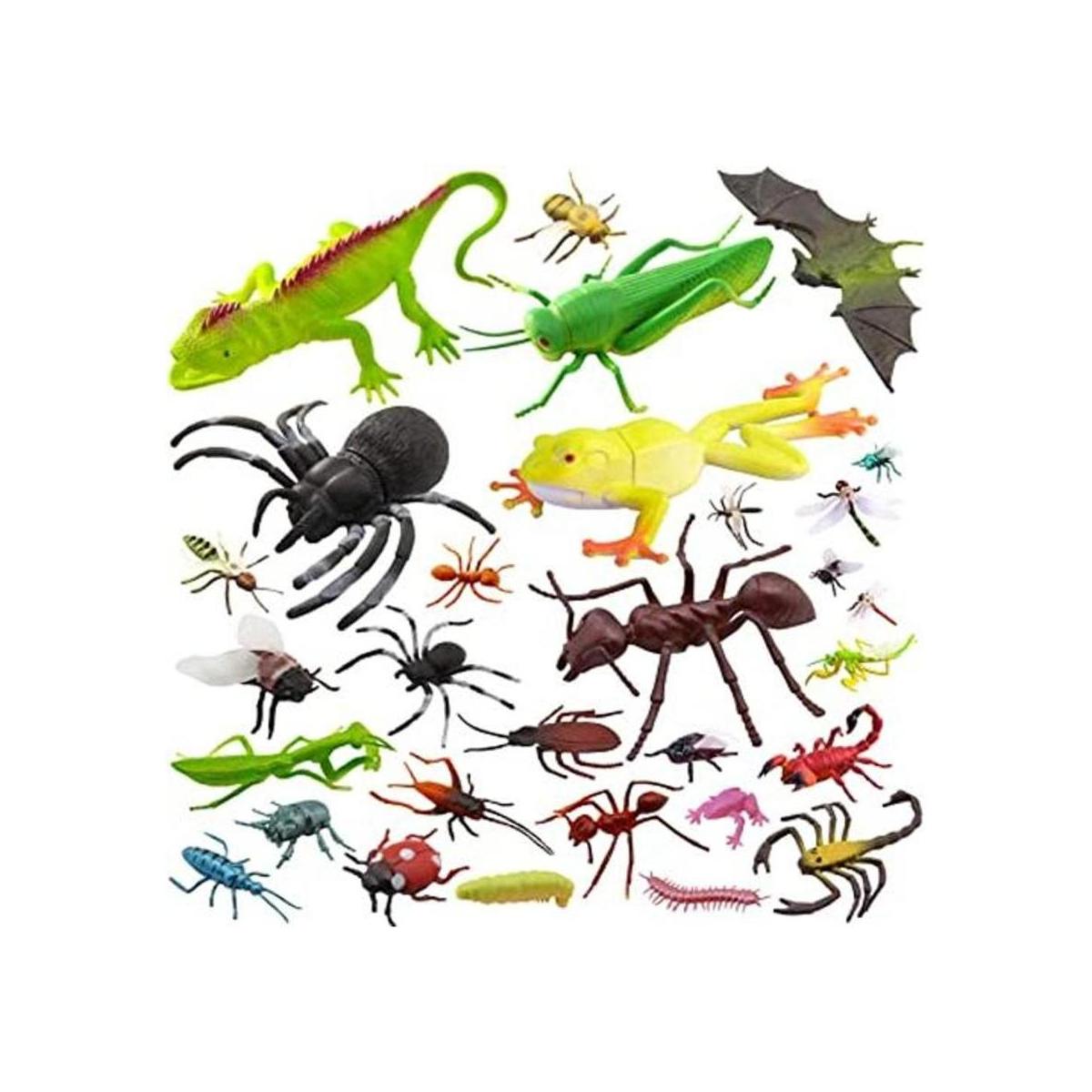 Pinowu Juego de 27 figuras de juguete de insectos falsos