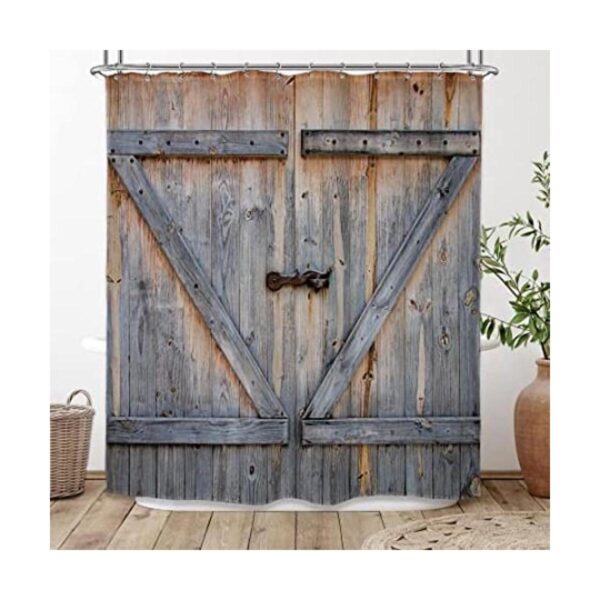 Riyidecor Cortina de ducha rústica extra larga para puerta_1
